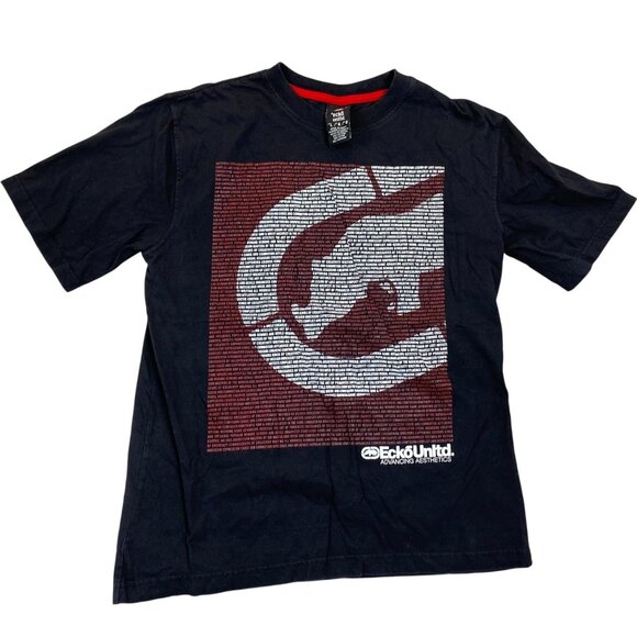 Ecko Unltd Mens Black & Red Graphic T-Shirt L 100% Cotton - Picture 1 of 11